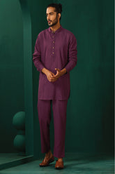Truebrowns Men'S Purple Dobby Co-Ord Set